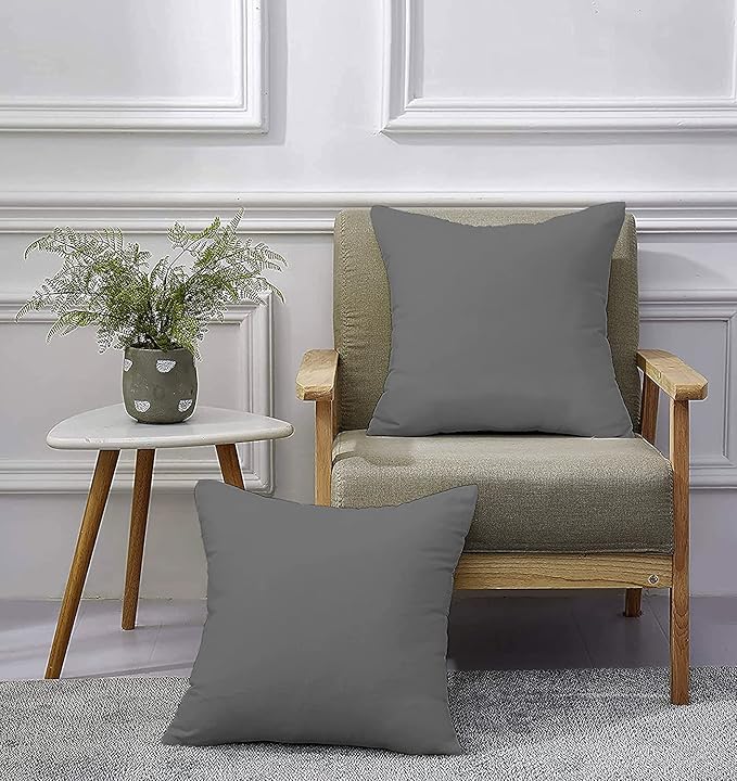 Upgrade Your Bedding Experience with The Made of 100% Cotton Euro Shams 2 Pack Cushion Cover 26"x 26"Size fits Decorative Cover. Envelope Closure Dark Grey