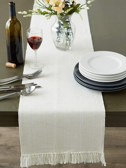 DII Variegated Tabletop Collection, Table Runner3x72, Off-White