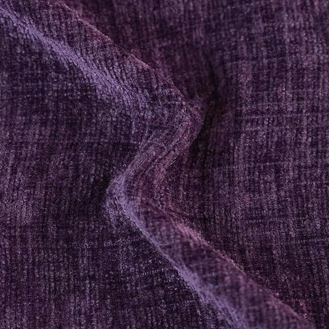 CaliTime Throw Pillow Covers Decorative 12 X 20 Inches Pack of 2 Cotton Thread Stitching Edges Solid Dyed Soft Chenille Cushion Cases for Couch Sofa Bed Living Room Farmhouse Plum Purple