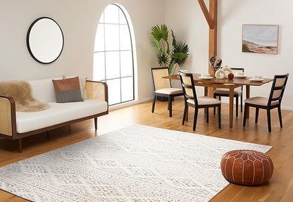 SAFAVIEH Area Rug 9x12 - Tulum Collection - Large - Ivory & Grey, Moroccan Boho Tribal Design, Non-Shedding & Easy to Clean, Ideal for Living Room, Bedroom, Dining Space (TUL272A)
