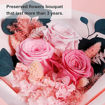 Flowers Gifts for Mom, Flower for Delivery, Preserved Roses Bouquets, Pink Roses, Birthday Gifts for Women, Mothers Day Flowers for Wife