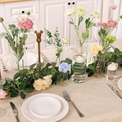 Fixwal 48pcs Clear Glass Cylinder Vases, 4, 6, 8, 10 Inch Tall Cylinder Vases for Centerpieces, Glass Flower Vase, Floating Candle Holder Vase for Table Shelf, Party, Wedding, Home Decor
