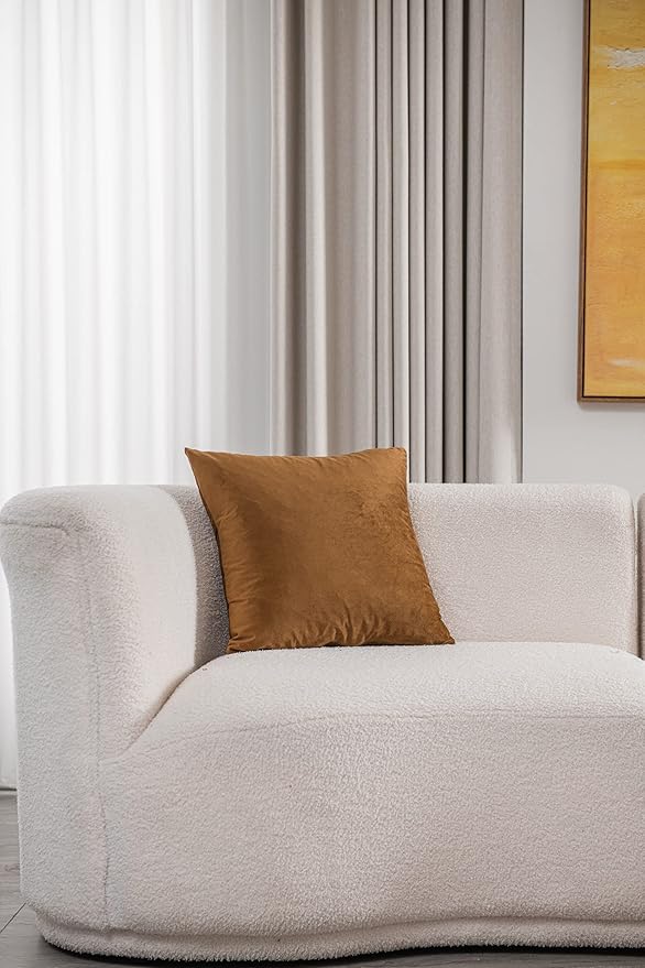 26x26 Euro Pillow Covers : 2 Pack Cozy Soft Velvet Oversized Couch Pillow Shams, Square Throw Pillow Cases for Living Room Sofa, Golden Brown