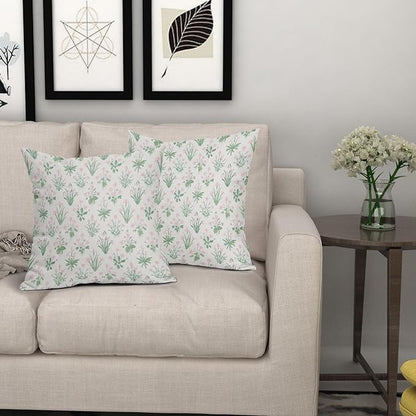 Pink Green Block Print Pillow Covers 24x24 Set of 2 Decorations Vintage Floral Throw Pillow Covers Decor Rustic Pillowcases Flower Pattern Farmhouse Soft Cozy for Sofa Bed Chair Home Decorative