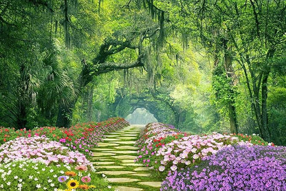 Sunny Flowers and Forest Wallpaper for Living Room, Bedroom, Bathroom Background Wall Decoration Mural（Non-self-Adhesive）