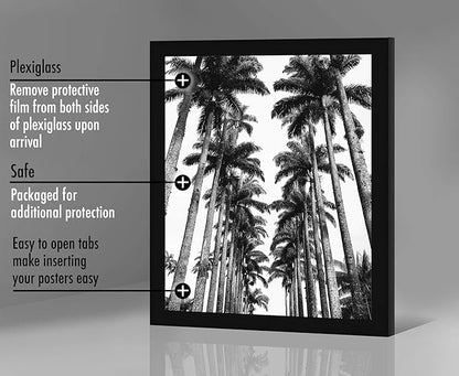 Americanflat 22x28 Poster Frame with Polished Plexiglass - Black Picture Frame - Wide Photo Frames Made of Engineered Wood for Vertical or Horizontal Wall Display - Epic Collection - Black