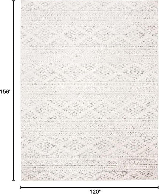 SAFAVIEH Area Rug 10x13 - Tulum Collection - Large - Ivory & Grey, Moroccan Boho Tribal Design, Non-Shedding & Easy to Clean, Ideal for Living Room, Bedroom, Dining Space (TUL272A)