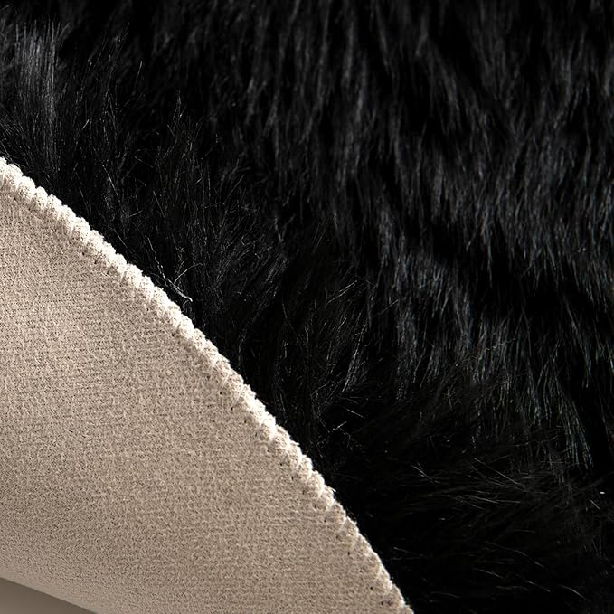 MIULEE Fluffy Rug Soft Shaggy Faux Fur Area Rug Luxury Plush Cloud Shape Carpet for Halloween Bedroom Living Room Sofa Chair 2 x 3 Feet, Black