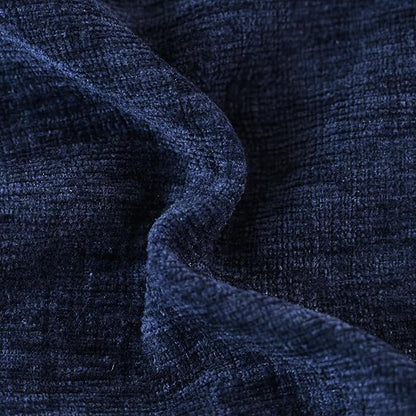 CaliTime Throw Pillow Covers Decorative 16 X 16 Inches Pack of 2 Cotton Thread Stitching Edges Solid Dyed Soft Chenille Cushion Cases for Couch Sofa Bed Living Room Farmhouse Navy Blue