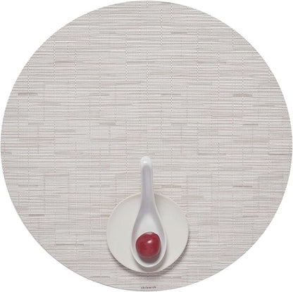 Chilewich Bamboo Placemats Set of 4 - Round Woven Placemats - Reusable, Stain-Resistant, Indoor/Outdoor Tabletop Protection - 15" - Coconut