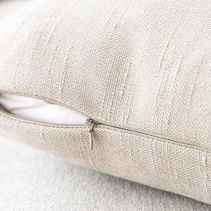 Foindtower Pack of 2 Soft Textured Throw Decorative Pillow Covers Square Accent Solid Cushion Cover Cozy Farmhouse Pillow Case with Zipper for Couch Sofa Bedroom Living Room 26x26 Inch, Light Beige