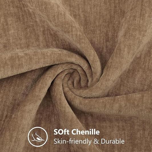 decorUhome Chenille Reddish Brown Throw Pillow Covers 12x20 Inch Set of 2, Decorative Soft Couch Pillow Covers Solid Dyed Accent Velvet Farmhouse Neutral Rectangle Pillow Cases for Sofa Living Room