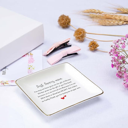 Topthink Mother's Day Gifts for Bonus Mom,Mom-in-Law,Step Mother-Christmas Birthday Presents-You May Not Have Given Me the Gift of Life-Ceramic Jewelry Tray,Trinket Holder,Ring Dish