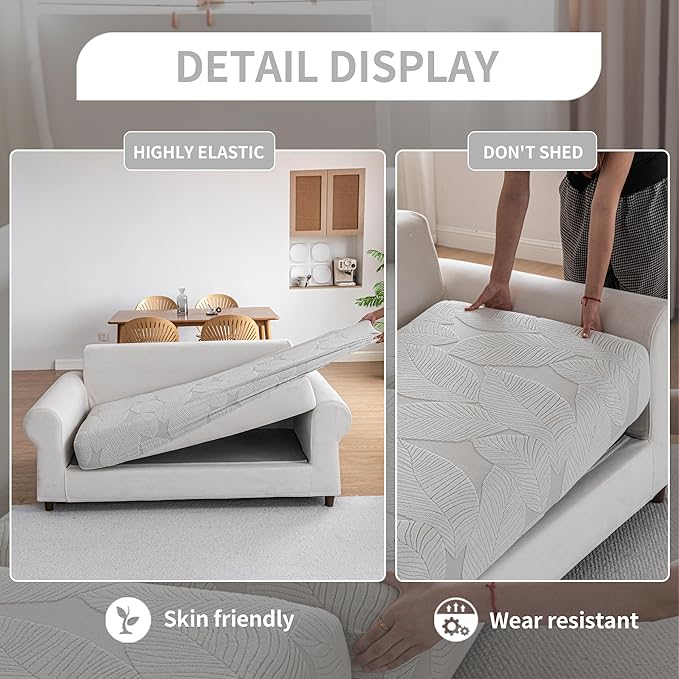 Couch Covers for Sectional Sofa, Washable Stretch Soft Sofa Cushion Covers L Shape Sofa Slipcovers Anti Slip Furniture Decor Protector for Pets (1PC Loveseat Cushion Cover,Light Gray)