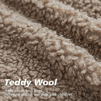Foindtower 2 Pieces 26x26 Inch Khaki, Faux Fur Throw Pillow Cover Accent Sherpa Pillow Fuzzy Soft Pillowcases Sheepskin Decorative Fleece Cushion Case for Bed Couch Living Room