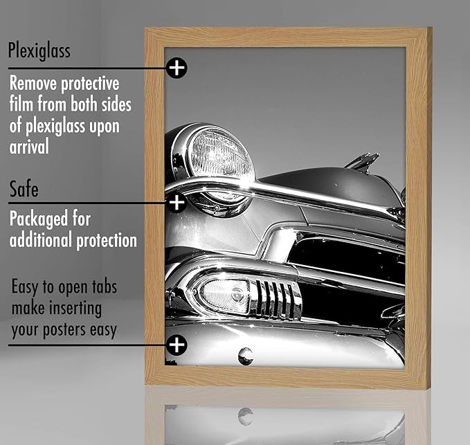 Americanflat 18x24 Poster Frame with Polished Plexiglass - Wide Picture Frames Made of Engineered Wood for Vertical or Horizontal Wall Display - Epic Collection - Pine