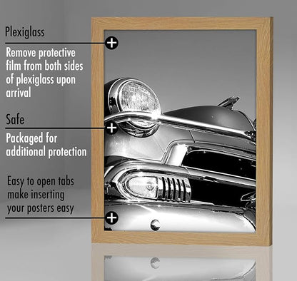 Americanflat 18x24 Poster Frame with Polished Plexiglass - Wide Picture Frames Made of Engineered Wood for Vertical or Horizontal Wall Display - Epic Collection - Pine
