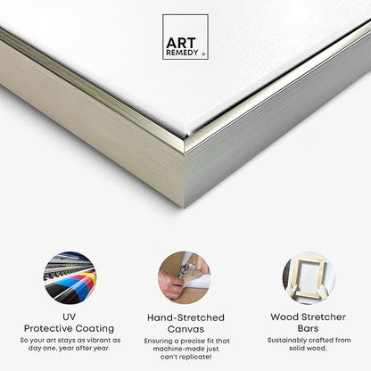 Art Remedy Beige Ranunculus Canvas Elegant White Gold Wall Art, Silver Frame, 40" x 40"
