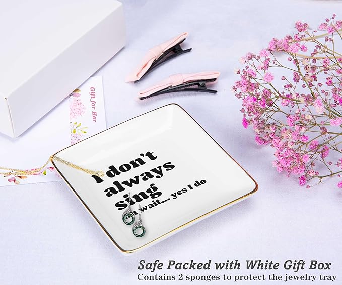 Theatre and Singer Decor Gifts,Music Lover Gift-Karaoke Lovers Keepsake,Musician Teacher Singing Keepsake,Music Party Present-Night Song Singer Present-Ceramic Jewelry Tray Trinket Holder Ring Dish