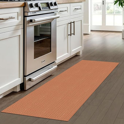 IOHOUZE Washable Runner Rug 2x6 Non Slip Runners for Hallways Entryway Runner Indoor, Kitchen Rugs Woven Cotton Floor Carpet for Kitchen Hall Entrance Bedroom, Rustic Orange