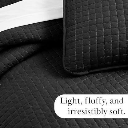 Southshore Fine Living, Inc. Quilts, Queen Size/Full Quilt Bedding Set, Stain & Pet Hair Resistant Bedding, Coverlet Queen Size/Full Size Quilt Bedspread, Soft Microfiber with 2 Pillow Shams, Black