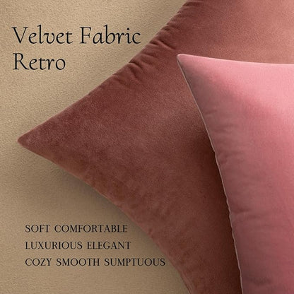MIULEE Velvet Throw Pillow Covers 22x22 Inch, Pack of 2 - Jam, Soft Solid Decorative Pillow Covers Cushion Cases Modern Luxury Home Decor for Spring Couch Sofa Bedroom Livingroom
