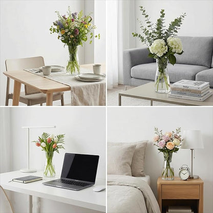 Modern Clear Glass Vase for Centerpiece Table Home Indoor Desk Decor, Decorative Flower Vases for Wedding Reception, Home Decor, Housewarming Gift (Clear)