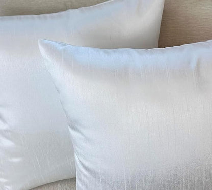 Aiking Home Collection 26x26 Inches Faux Silk Square European Shams, Zipper Closure, White (Set of 2)