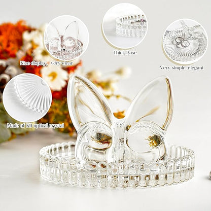 H&D HYALINE & DORA 4 Inch Butterfly Ring Holder Dish Butterfly Gifts for Women Glass Rings Tray Wedding Ring Holder Engagement Gifts