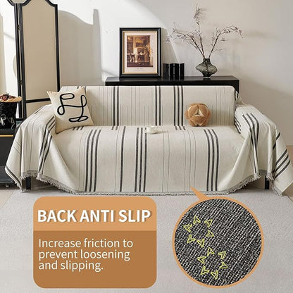 Boho Non Slip Covers Sofa Covers for 3 Cushion Chenille Dog Pet Couch Protector Washable L Shaped Sofa Cover ﻿ (Dark Grey, 91"*150")