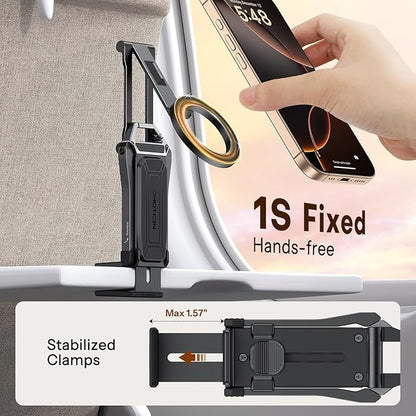 [2 Pack] OMOTON 360°Rotating for MagSafe Tripod, Adjustable Aluminum Magnetic Phone Tripod for iPhone 17/16/15/14 Pro Max Air, Foldable Cell Selfie Stick Fits Vlog, Gym, Travel Essentials