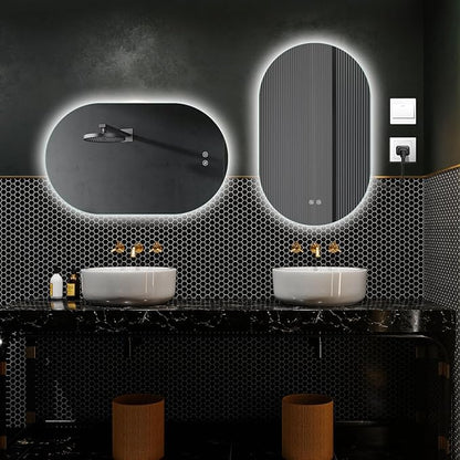 Niccy Oval LED Bathroom Vanity Mirror, 32x20inch Frameless Backlit Mirror with Light, Smart Anti-Fog Waterproof Mirror with Memory Function Dimmable Lighted Mirror