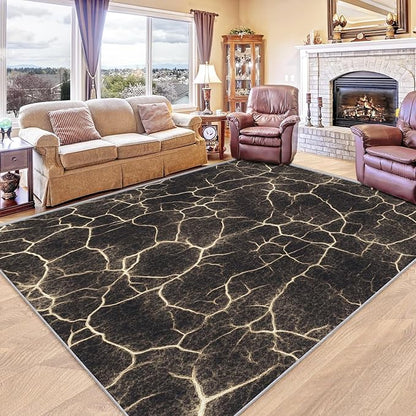 Abstract Rug 8x10 - Abstract Carpet, 4x5 Rug, Modern Marble Texture Rug & Home Decor, Contemporary Area Rug & Room Decor, Washable Non Slip Anti Skid Rugs