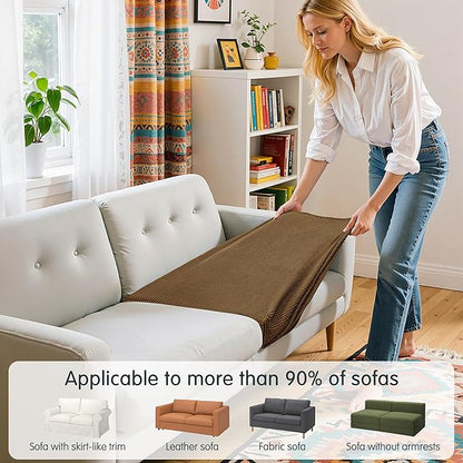 Hokway Stretch Couch Cushion Covers, 2 Piece Individual Sofa Cushion Slipcovers，Jacquard Sofa Seat Slipcover Set, Non-Slip Protector for Cushion (Coffee,Small-2PC)