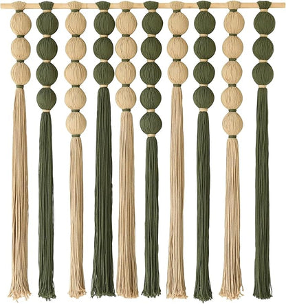 Macrame Wall Hanging Large Boho Wall Decor Natural Green Jute Sphericity Cotton Textile Wall Hanging Geometric Art Fiber Yarn Art Handmade For Living Room Bed Room Apartment Wedding Party 39" Wx39" L