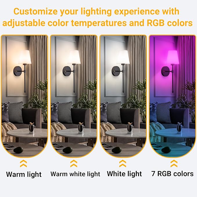 Battery Operated Wall Sconce: Peel and Stick Adhesives Stick On Non Drill Wall Light, Rechargeable Wireless Wall Lamp with Battery Corn Bulb for Bedroom Wall Decor