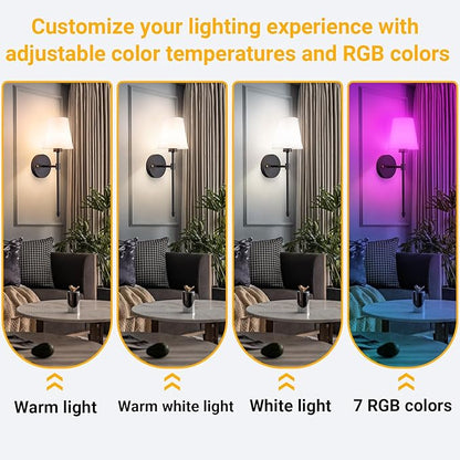 Battery Operated Wall Sconce: Peel and Stick Adhesives Stick On Non Drill Wall Light, Rechargeable Wireless Wall Lamp with Battery Corn Bulb for Bedroom Wall Decor