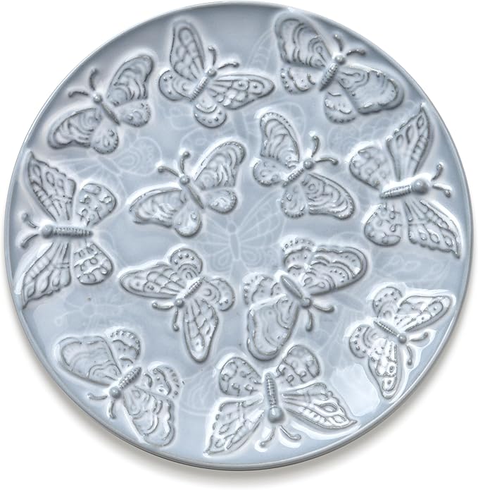 Ceramic Jewelry Dish, Decorative Tray for Rings Earrings Necklaces Bracelet Watch Keys, 4.50" Trinket Tray as Gifts for Women (Antique Butterflies)