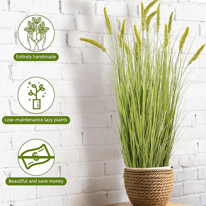 Green Onions Fake Plants,Artificial Plants Indoor, Fake Grass Decor Green Plant Fake Outdoor Flowers Fake Succulents,Artificial Tall Grass Plants with Pots House Decorative(47" 2 Pack)