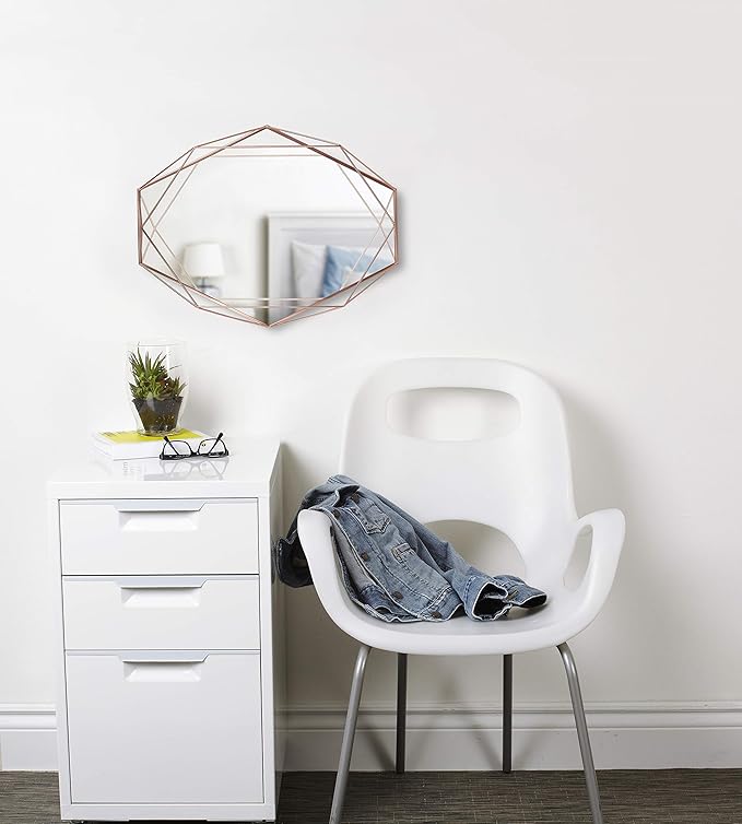 Umbra Prisma Modern Geometric Shaped Oval Mirror Wall Decor for Bedroom, Bathroom, Living, Dining Room, 22.5" Length x 17" Height x 3.75” Width, Copper
