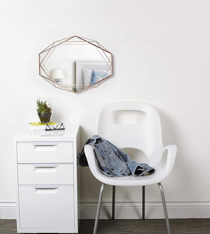 Umbra Prisma Modern Geometric Shaped Oval Mirror Wall Decor for Bedroom, Bathroom, Living, Dining Room, 22.5" Length x 17" Height x 3.75” Width, Copper
