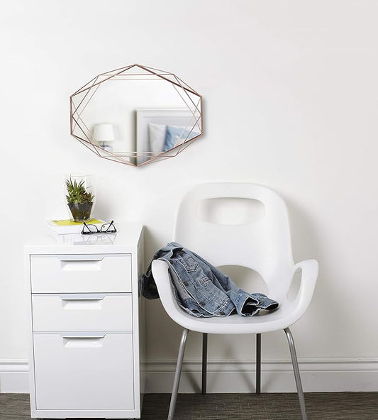 Umbra Prisma Modern Geometric Shaped Oval Mirror Wall Decor for Bedroom, Bathroom, Living, Dining Room, 22.5" Length x 17" Height x 3.75” Width, Copper