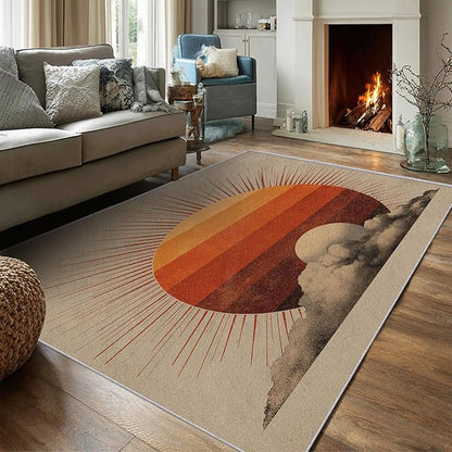 Bohemian Throw Rug, 2x3 Doormat Country Ethnic Europe Sun Pattern for Entryway, Bedroom, Kitchen, Bohemian Home Decor Accessories Indoor Door Mat, Non Slip & Machine Washable