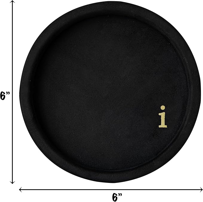 COLLECTIVE HOME - Velvet Jewelry Tray, 6" Monogrammed Jewelry Dish, Smooth Velour Display Dish for Rings, Earrings, Necklaces, Makeup, Personalized Gifts for Women (Black-i)