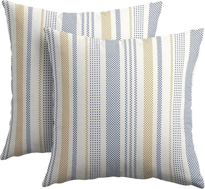 Blue Yellow Pillow Covers 22x22 Set of 2 Geometric Striped Print Partten Decorative Outdoor Boho Pillowcases with Zipper Rustic Decoration Farmhouse Sofa Couch Throw Cushion Cover Bed Decor