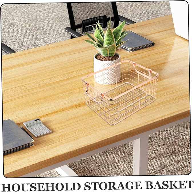 GLEAVI Nordic Style Wire Basket with Handle Iron-art Storage Organizer for Home and Office Decorative Storage Solution for Toys and Blankets