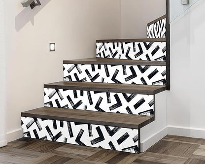 FLFK Black and White Design Wallpaper Border - Peel and Stick Wall Paper, Self Adhesive Removable PVC Borders Sticker, Modern Waterproof Trim for Home Decor, 8" x 240"