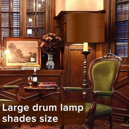 GO&SO Large Lampshade Replacement,Burnt Orange Velvet Drum Lamp Shades Set of 1-16" Top x 16" Bottom x 12" High(Spider)- Modern Fabric Lampshade for Floor Lamps,Table Lamp -Assembly Require