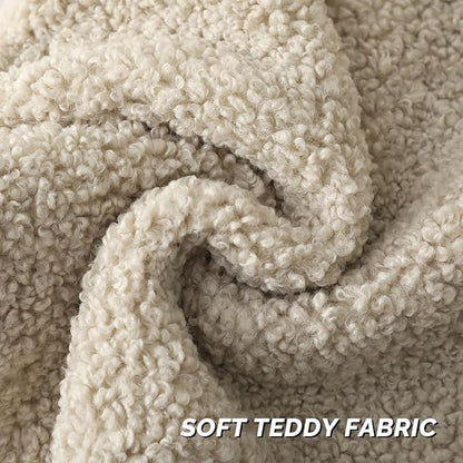 FUTEI Beige Throw Pillow Covers 16x16 Inch Set of 2,Furry Faux Fur Teddy Boucle Textured Cushion Covers,Soft Fluffy Decorative Pillow Case,Home Decor for Couch Bed Living Room Office Car