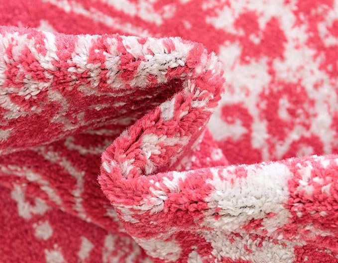 Rugs.com Arlington Collection Rug – 8 Ft Runner Pink Medium-Pile Rug Perfect for Hallways, Entryways